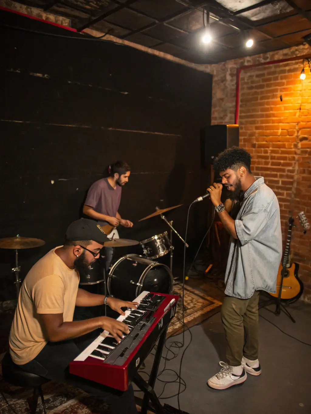 A behind-the-scenes shot of BOCALISE members preparing for a concert, highlighting the dedication and teamwork involved.
